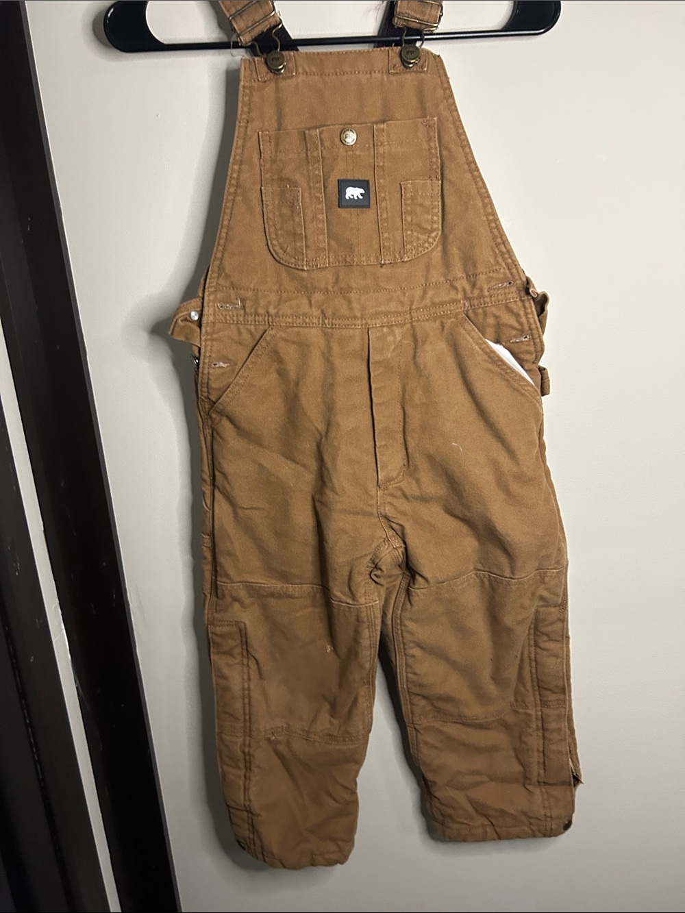 Kids Brown Canvas Overalls